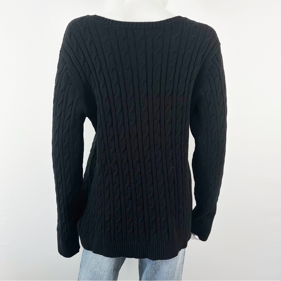 Charter Club Black Cable Knit Sweater Size 1X Casual Classic Winter Preppy NEW - Picture 7 of 10